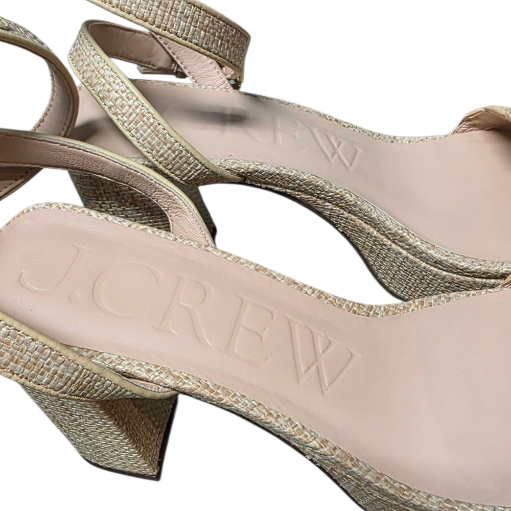 J CREW ANKLE STRAP PLATFORM FAUX RAFFIA 9 - Picture 6 of 11